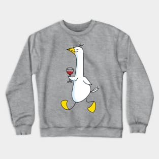 Funny goose with wine Crewneck Sweatshirt